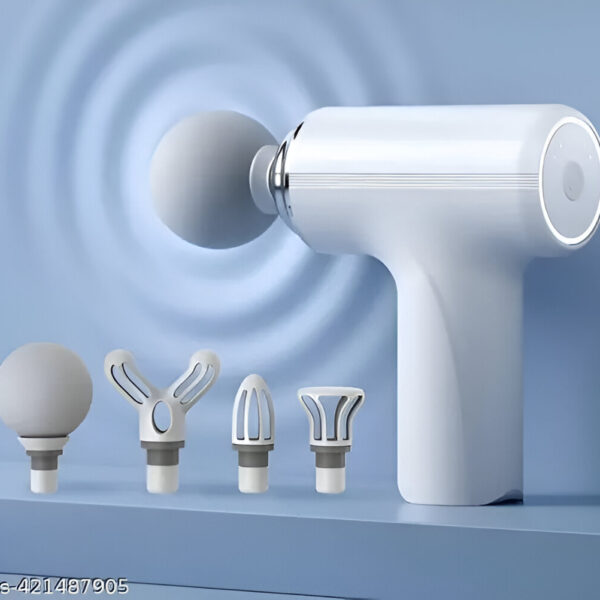 Powerful handheld massage gun with 4 interchangeable heads and 5-speed settings. Ideal for deep tissue massage, muscle recovery, and full-body relaxation.