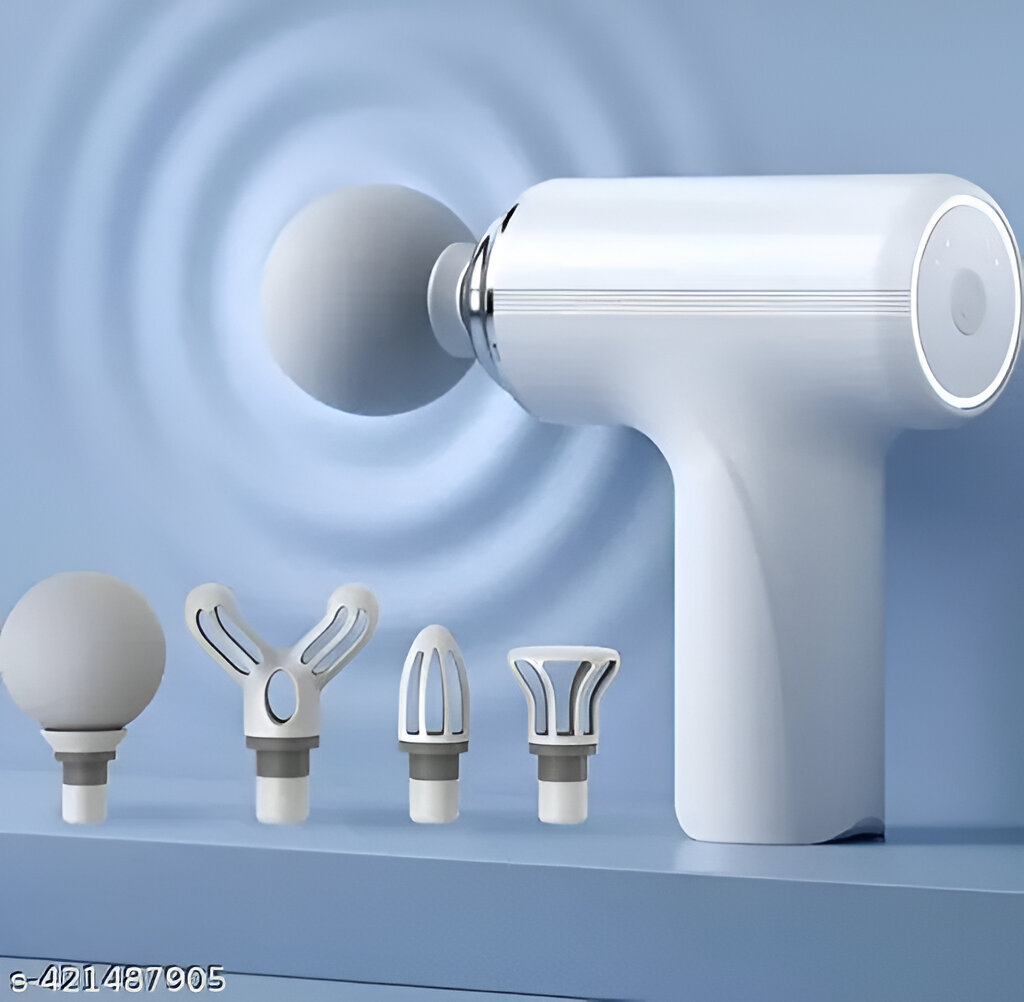 Powerful handheld massage gun with 4 interchangeable heads and 5-speed settings. Ideal for deep tissue massage, muscle recovery, and full-body relaxation.