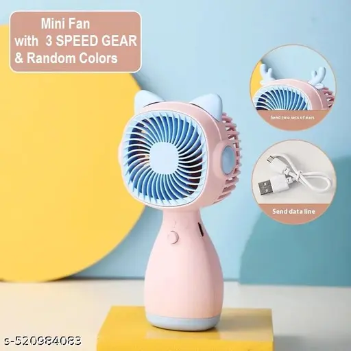 Mini Portable Usb Hand Fan or DC Fan - 3 Speed Modes Handheld Fan for Summer With Rechargable Hand fan for Women| Portable Fan for Makeup,Kitchen, Indoor,Outdoor,Travel 1pc (Multicolor)