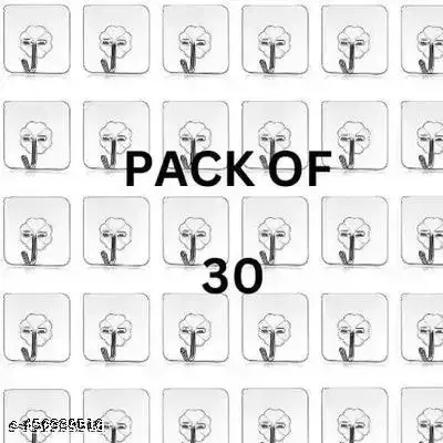 Heavy-Duty Adhesive Wall Hooks – Pack of 30 Nail-Free Sticky Hangers