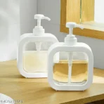 2PCS Modern Soap Dispenser with Pump | Elegant Plastic Liquid Soap Bottle for Bathroom & Kitchen Sink – White