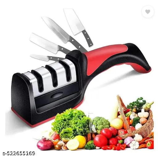 3-Stage Kitchen Knife Sharpener – Stainless Steel Blade Sharpening Tool